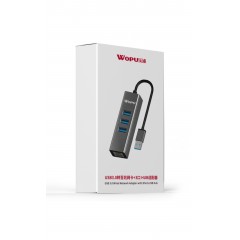 沃浦（W-K05）USB3.0百兆网卡  3口USB 3.0 HUB集线器