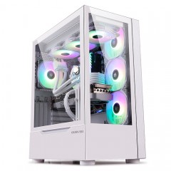 金河田 魔术师415W白色侧透机箱 宽体游戏电脑全景主机箱