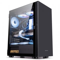 金河田  凌霜PRO 黑 电脑办公娱乐台式机箱 E-ATX/ATX兼容/360水冷/侧拉钢化玻璃/竖装显卡