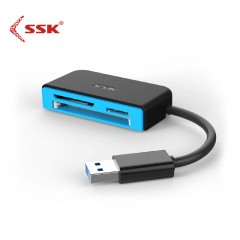 SSK飚王SCRM330高速USB3.0读卡器多合一可读CF卡SD相机卡TF手机卡