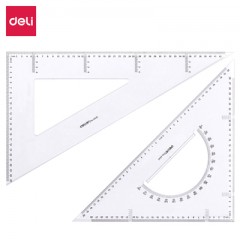 得力6445三角尺  43厘米三角尺绘图仪尺透明尺三角板套装