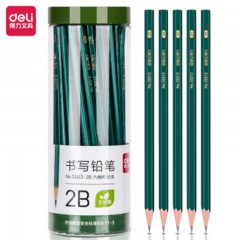 得力(deli)  六角绿杆2B铅笔(50支)33413   书写铅笔学生铅笔多种笔杆素描绘图铅笔