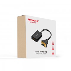 沃浦 V-H01G  VGA  转 HDMI 转换器 配备USB供电线/3.5音频线  输入端：VGA公 输出端：HDMI母